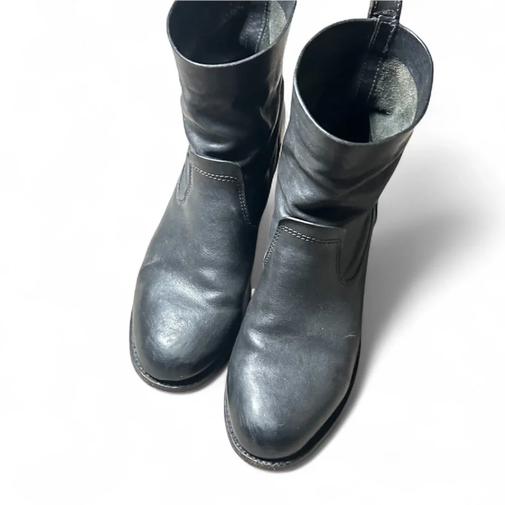 Rag & Bone Black Leather Moto Ankle Heeled Boots Size 39 EU 8.5 US
